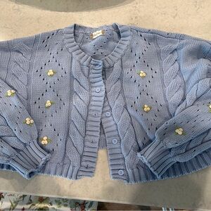 ALTAR’D STATE BABY BLUE CROPPED SWEATER CARDIGAN